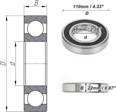 ACROPIX 6212DDU Deep Groove Ball Bearings P0 60x110x22mm Lubricated Bearings Double Rubber Seal Black Silver Tone Scooter Skateboard Wheel in Saudi Arabia