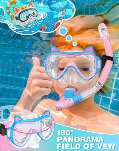 2025 مجموعة Snorkel Kids Kids Conten ، ألوان الباستيل ، معدات الغطس الزجاجية المضادة للطفر للأطفال الذين تتراوح أعمارهم بين 6 سنوات وما فوق-مثالية لأعياد الميلاد أو احتفالات التخرج! in Kuwait
