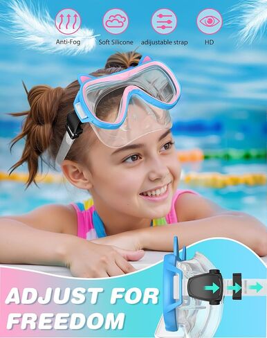 2025 مجموعة Snorkel Kids Kids Conten ، ألوان الباستيل ، معدات الغطس الزجاجية المضادة للطفر للأطفال الذين تتراوح أعمارهم بين 6 سنوات وما فوق-مثالية لأعياد الميلاد أو احتفالات التخرج! in Kuwait