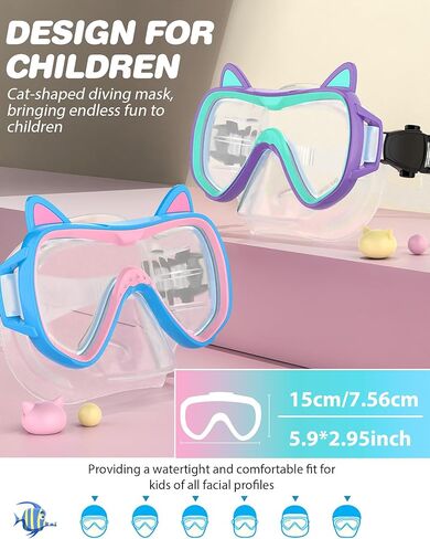 2025 مجموعة Snorkel Kids Kids Conten ، ألوان الباستيل ، معدات الغطس الزجاجية المضادة للطفر للأطفال الذين تتراوح أعمارهم بين 6 سنوات وما فوق-مثالية لأعياد الميلاد أو احتفالات التخرج! in Kuwait