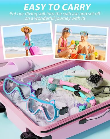 2025 مجموعة Snorkel Kids Kids Conten ، ألوان الباستيل ، معدات الغطس الزجاجية المضادة للطفر للأطفال الذين تتراوح أعمارهم بين 6 سنوات وما فوق-مثالية لأعياد الميلاد أو احتفالات التخرج! in Kuwait