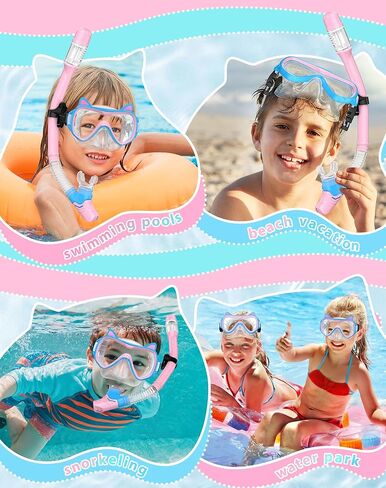 2025 مجموعة Snorkel Kids Kids Conten ، ألوان الباستيل ، معدات الغطس الزجاجية المضادة للطفر للأطفال الذين تتراوح أعمارهم بين 6 سنوات وما فوق-مثالية لأعياد الميلاد أو احتفالات التخرج! in Kuwait