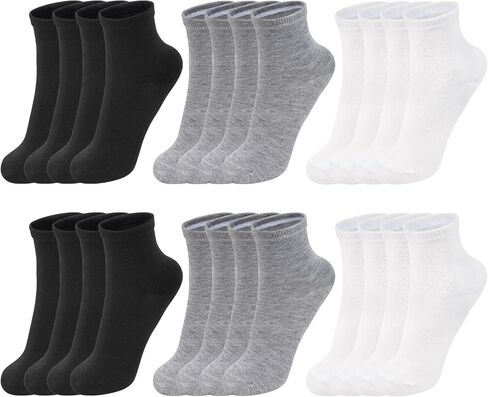 Women's Athletic Crew Socks, 6 or 12 Pairs, Size 5-9, Black White Gray in Saudi Arabia