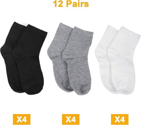 Women's Athletic Crew Socks, 6 or 12 Pairs, Size 5-9, Black White Gray in Saudi Arabia