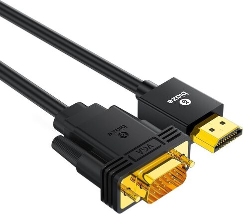 6ft HDMI to VGA Cable – 1080P HD Video Converter Cord for Laptop, TV Box, PS4, Monitor, Projector (Black, 1.8M) in Kuwait