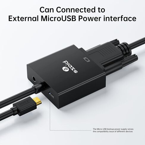 6ft HDMI to VGA Cable – 1080P HD Video Converter Cord for Laptop, TV Box, PS4, Monitor, Projector (Black, 1.8M) in Kuwait