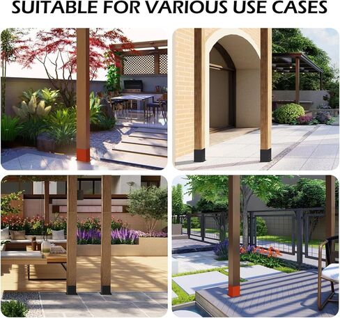 شريحة عمود 4x4 الأساس ، قوس إصلاح العمود الخشبي ذو العمود الخشبي المغلفة بالخدمة الشاقة ، مناسبة لدعم مستقر لقاعدة لوحة الحديد (أسود ، 4 مساءً) in Kuwait