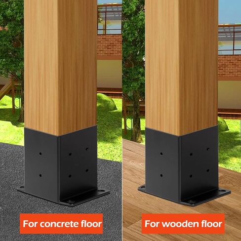 شريحة عمود 4x4 الأساس ، قوس إصلاح العمود الخشبي ذو العمود الخشبي المغلفة بالخدمة الشاقة ، مناسبة لدعم مستقر لقاعدة لوحة الحديد (أسود ، 4 مساءً) in Kuwait