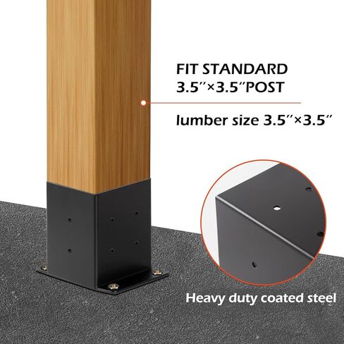 شريحة عمود 4x4 الأساس ، قوس إصلاح العمود الخشبي ذو العمود الخشبي المغلفة بالخدمة الشاقة ، مناسبة لدعم مستقر لقاعدة لوحة الحديد (أسود ، 4 مساءً) in Kuwait