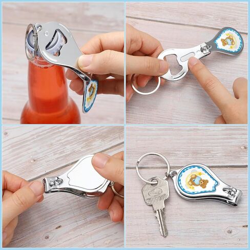 Minatee 50 Set Baby Shower Bottle Feater Favors Nail Clipper Bottle Bottion key -key -key -key -key -earmes شكرا لكم هدايا على جنس الضيف الكشف عن فافيس (الأوكالبتوس) in Kuwait