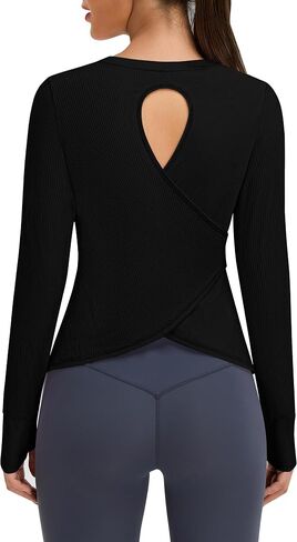 BMJL Women's Long Sleeve Tops Open Back Gym قمصان رياضية غير رسمية لليوغا الجري التي تسير القمصان السقوط 2025 in Saudi Arabia