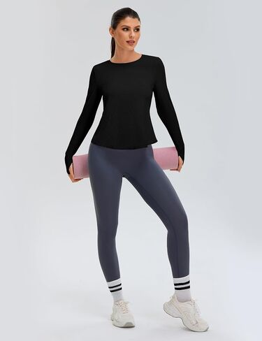 BMJL Women's Long Sleeve Tops Open Back Gym قمصان رياضية غير رسمية لليوغا الجري التي تسير القمصان السقوط 2025 in Saudi Arabia