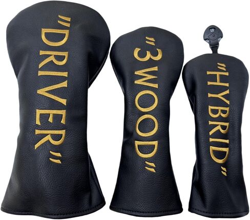 Golf Club Headcover 3 Wood Headcover Black N Gold Puium Pu Leather Driver #3 Fairway Wood Wood Wood Cover Fits for Coll Brand in Saudi Arabia