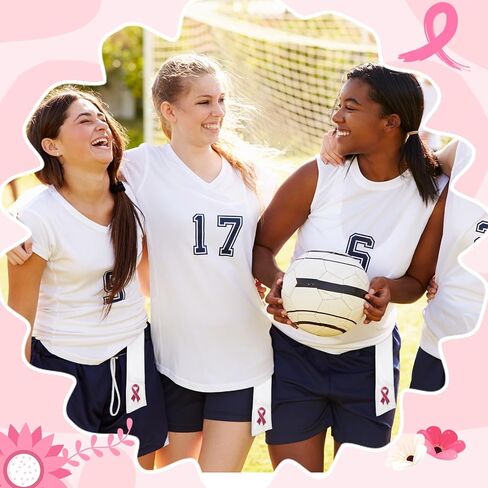 6 PCS Football Plaving رقيقة من سرطان الثدي Sports Thin Pink Ribbon مع أزرار لجمع التبرعات لإكسسوارات كرة القدم Drip Stream (Pink) in Saudi Arabia