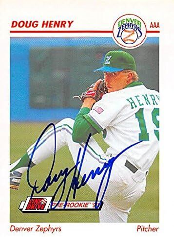 تذكارات رياضية مستودع توقيعه 344208 بطاقة البيسبول دوج هنري - Milwaukee Brewers ، FT 1991 Divel Minor League Pre Rookie No. 140 in Saudi Arabia