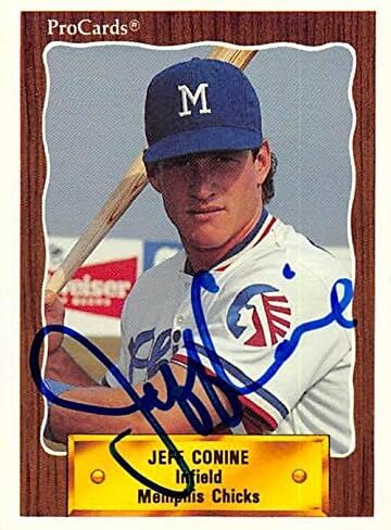 Autograph Warehouse 344244 Jeff Conine Autographed Baseball Card - Memphis Chicks44; Royals 1990 ProCards Minor League Rookie No. 1017 in Saudi Arabia