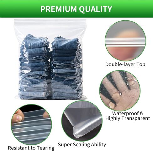 25PACK Large 5 Gallon Zipper Bags for Storage18 x 24 Inch, Large Clear Zipper Bags Reusable for Clothes, Travel, Moving & Freezer Storage Freezer bags,Thick 2 Mil Each Side in Kuwait
