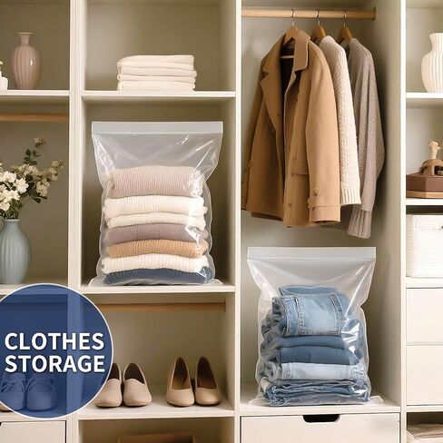 25PACK Large 5 Gallon Zipper Bags for Storage18 x 24 Inch, Large Clear Zipper Bags Reusable for Clothes, Travel, Moving & Freezer Storage Freezer bags,Thick 2 Mil Each Side in Kuwait