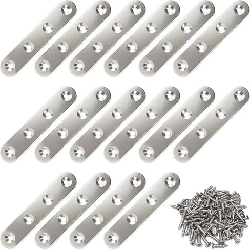 24Pcs Flat Plate Straight Brackets 3 Inch Stainless Steel Flat Brace Mending Plates Repair Brackets for Wood Furniture with Screws in Saudi Arabia
