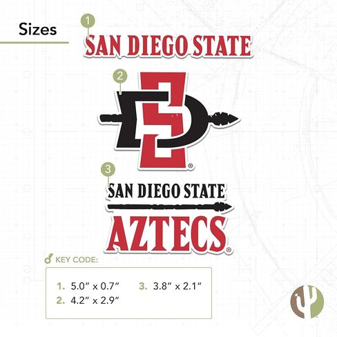 Desert Cactus San Diego University Sticker SDSU Aztecs Vinyl Scals Laptop Bottle Car Scrapbook T5 (النوع 5-1) in Saudi Arabia