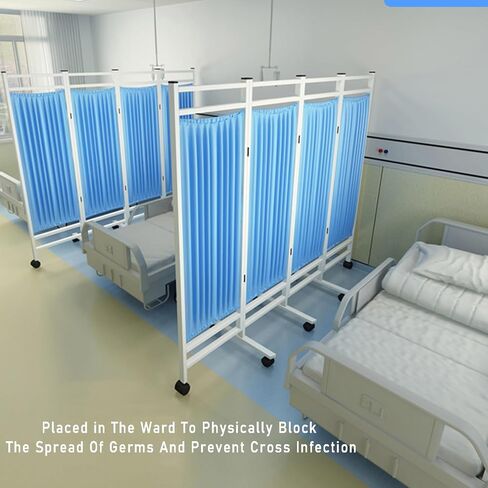 3/4/5/6 panel شاشة خصوصية Hospita القابلة للطي مع عجلات قفل ، مقسم خفيفة الوزن وقابلة للطي ، والستائر الثقيلة لغرف امتحان العيادات (4Panel) in Saudi Arabia