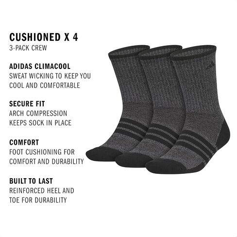 adidas Men's Cushioned X 4 3-Pack Crew Sock in Saudi Arabia