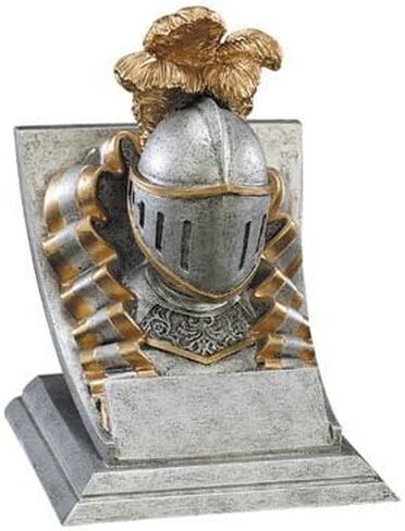Decade Awards Knight Mascot Trophy - 4 Inch Tall | Engraved Soldier Medieval Spirit Award, Silver and Gold - Customize Now in Saudi Arabia