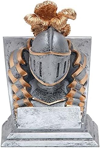 Decade Awards Knight Mascot Trophy - 4 Inch Tall | Engraved Soldier Medieval Spirit Award, Silver and Gold - Customize Now in Saudi Arabia