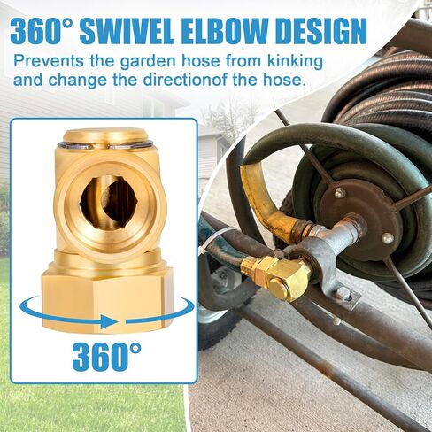 Garden Hose Swivel elbow Connector 90 Degree Solid Brass Pipe Fittings,Brass Replacement Part Swivel,Hose Kink Protector（1pc） in Saudi Arabia