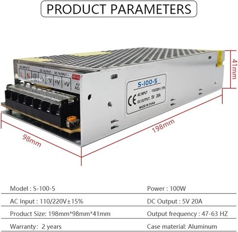 DC5V 20A AC96V-240V 100W محول إمدادات الطاقة LED لإمدادات الطاقة ، WS2812B SK6812 WS2813 APA102 محول سائق الشريط LED in Kuwait