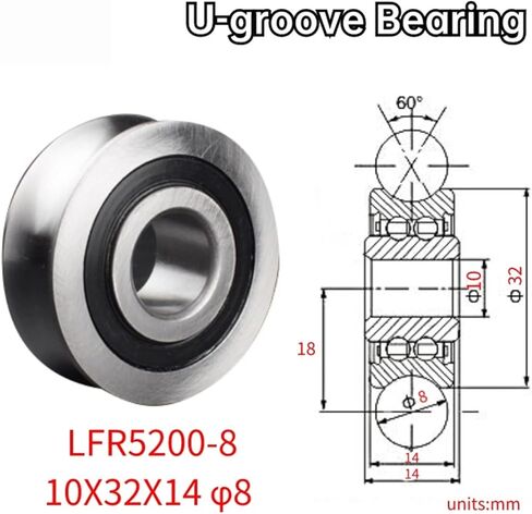 1PCS RAIL RONDING LFR5200-8 القطر الداخلي 10 مم القطر الخارجي 32 مم الارتفاع 14 مم قطر أخدود 8 مم 10 * 32 * 14 in Saudi Arabia
