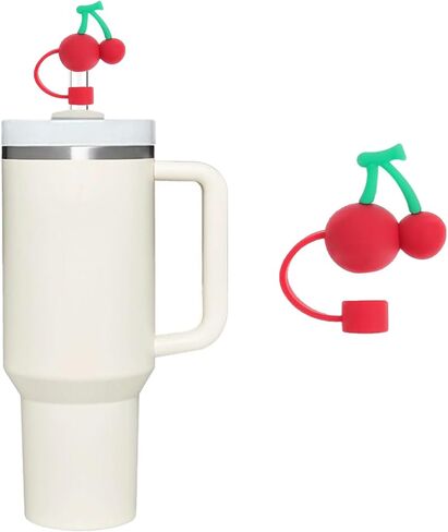 Cherry Straw Cover for Stanley 40&30 Oz Cup, 10mm Silicone Straw Covers Cap for Stanley Cup Accessories, Cute Topper for Tumblers, Cap Stopper for Reusable Tip Lids in Saudi Arabia