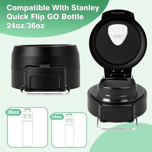 استبدال LID لـ Stanley Quick Flip Go ، غطاء غطاء لـ Stanley 24oz/36oz ، زر دفع خالي من BPA ، غطاء مقاوم للتسرب مع حلقة حمل للسفر/الرياضة ، لا يوجد إعادة استخدام من أجل StanleyAccessories ، Darkgray in Saudi Arabia