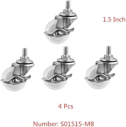 4pcs 1.5 بوصة M8 قضيب المسمار الفرامل الشلاعية فاتحة بيضاء PP التوجيه العجلات غداء كسر أثاث السرير القابل للطي in Saudi Arabia