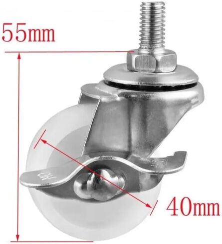 4pcs 1.5 بوصة M8 قضيب المسمار الفرامل الشلاعية فاتحة بيضاء PP التوجيه العجلات غداء كسر أثاث السرير القابل للطي in Saudi Arabia