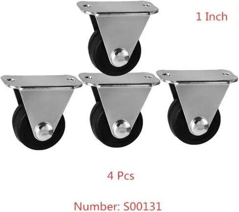4Pcs Casters 1 Inch Rubber Directional with Diameter of 25mm Mute Wear-Resistant Fixed Roller Furniture in Saudi Arabia