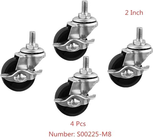 4pcs عجلات 2 بوصة سوداء PP عجلة الفرامل المسمار 8 ملم قطر الجانب 50 مم أثاث عالمي in Saudi Arabia
