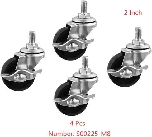 4pcs عجلات 2 بوصة سوداء PP عجلة الفرامل المسمار 8 ملم قطر الجانب 50 مم أثاث عالمي in Saudi Arabia