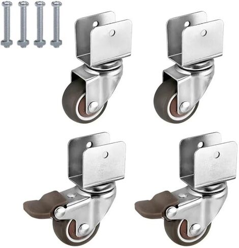 4Pcs U-Shape Caster 16/18/20/25mm TPE Universal Wheel Solid Wood(20.5mm Brake,2 Inch) in Saudi Arabia