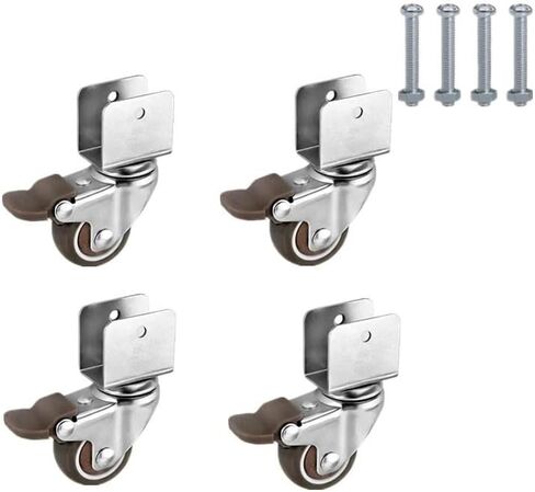 4Pcs U-Shape Caster 16/18/20/25mm TPE Universal Wheel Solid Wood(20.5mm Brake,2 Inch) in Saudi Arabia