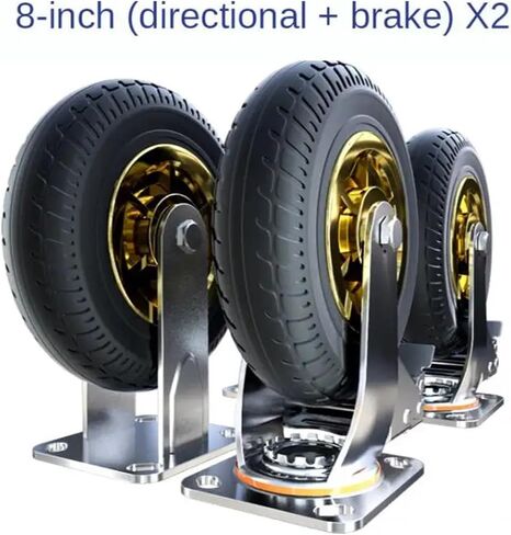 4Pcs 8 Inch Heavy Duty Caster Universal Wheel Directional Brake Combination Silent Rubber Steering Inch(8-A) in Saudi Arabia