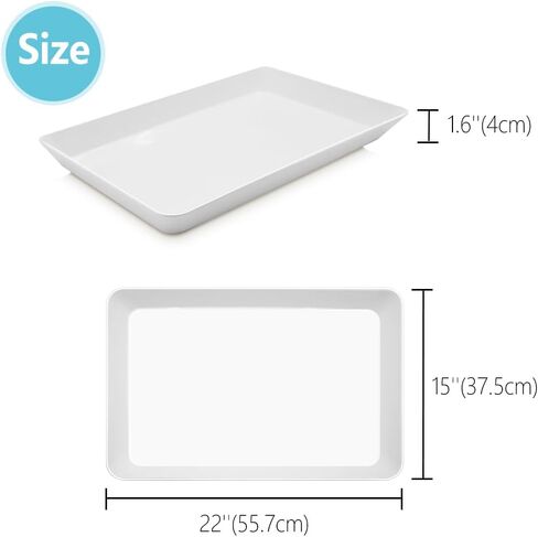 Serving Tray Platter, 4 Pack Food Tray for Veggie Fruit Snack Dessert Cookie Cheese, Food Trays for Party Supplies Display, Plastic Platters for Serving Food, Large White Trays, BPA Free in Saudi Arabia