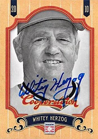 y Herzog autographed Baseball Card (St. Louis Cardinals) 2012 Panini Cooperstown #87 - MLB Autographed Baseball Cards in Saudi Arabia