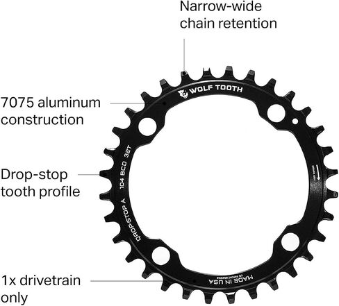 Wolf Tooth 104 BCD Chainring - 36T Black in Saudi Arabia