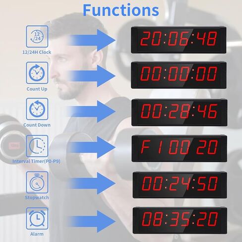 ساعة توقيت كبيرة مع زر بدء/إيقاف ، مؤشر مؤشر رقمي LED مع ساعة عن بعد ، العد التنازلي مع الجرس ، ساعة الصالة الرياضية لصالة الألعاب الرياضية المنزلية ، مؤقت الفاصل الزمني للتمرين in Kuwait