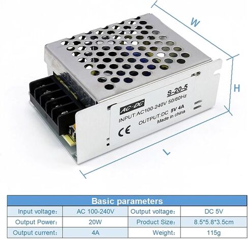 20W 5V MODE INDOOR MODE MODE POWER SUVENT LED محول سائق الإضاءة محول 100-240V AC إلى DC 5V 4A 20W TRANSPLER SMPS in Kuwait
