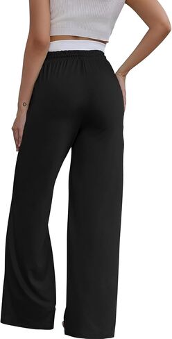 pinsv womens swinkpants عريض الساق عالية الخصر سراويل تجريب السراويل غير الرسمية سراويل فضفاضة مريحة مع جيوب in Kuwait