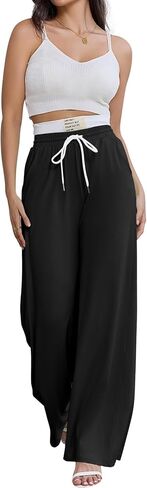 pinsv womens swinkpants عريض الساق عالية الخصر سراويل تجريب السراويل غير الرسمية سراويل فضفاضة مريحة مع جيوب in Kuwait