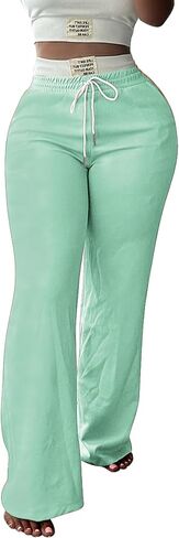 pinsv womens swinkpants عريض الساق عالية الخصر سراويل تجريب السراويل غير الرسمية سراويل فضفاضة مريحة مع جيوب in Kuwait