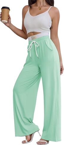 pinsv womens swinkpants عريض الساق عالية الخصر سراويل تجريب السراويل غير الرسمية سراويل فضفاضة مريحة مع جيوب in Kuwait
